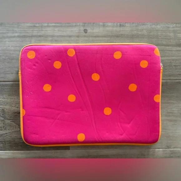 Kate Spade Pink Polka Dot Neoprene Laptop Sleeve – Fits 13” Preppy Colorful - Picture 5 of 11